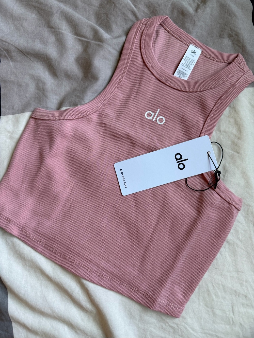 ALO Yoga Ribbed Crop Tank in Dusty Rose Pink